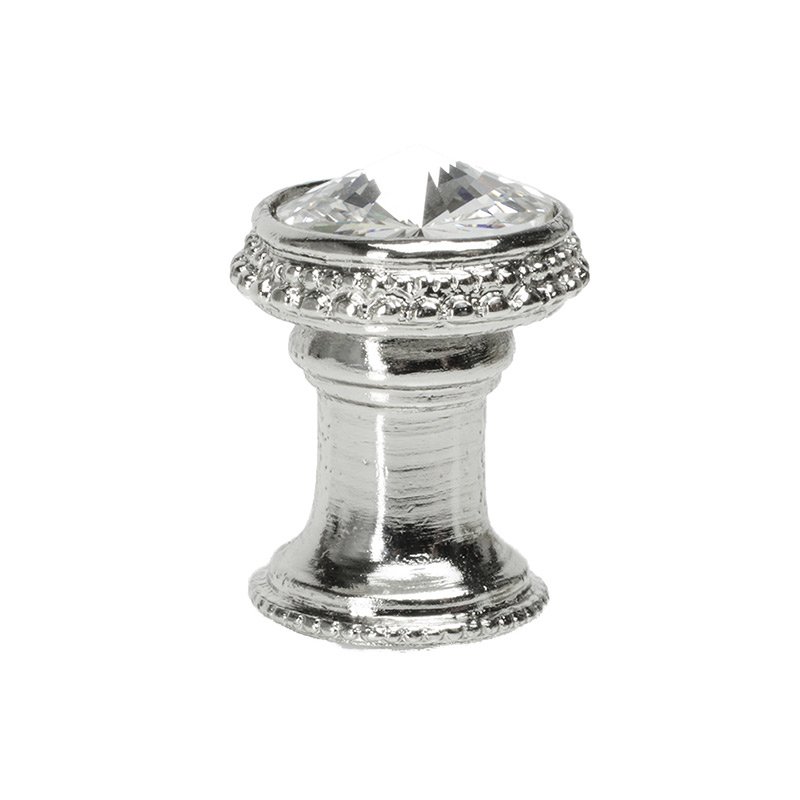 Carpe Diem 15/16" Diameter Knob With 18mm Rivoli Swarovski Crystal in Platinum with Crystal
