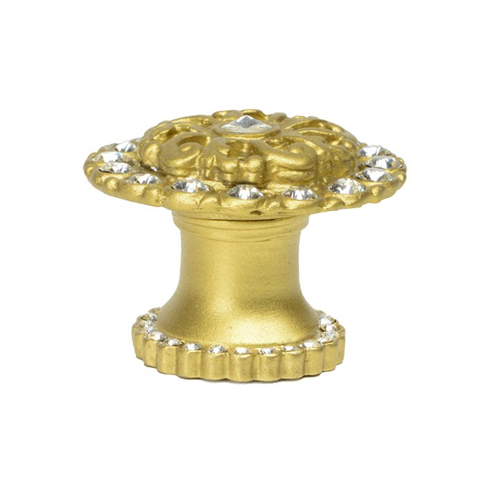 Carpe Diem Medium Round Knob With Halo Platform With Swarovski Crystals In Soft Gold