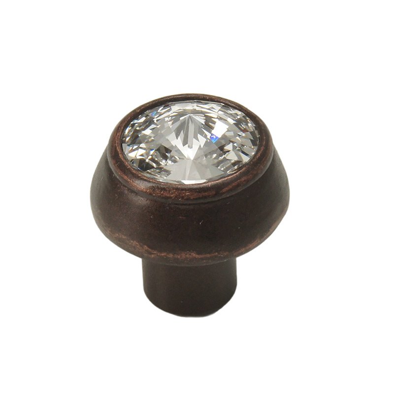 Carpe Diem Round Knob with 18mm Swarovski Crystal in Oil Rubbed Bronze with Crystal