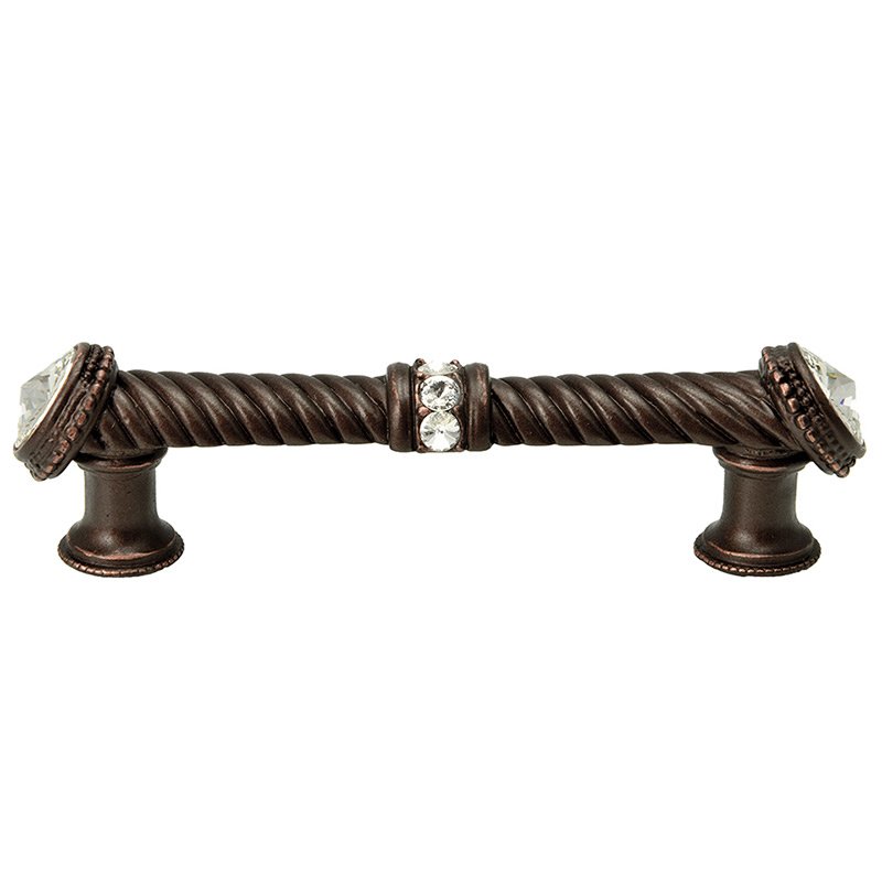 Carpe Diem 4" Centers Large Pull with 7 Rivoli Swarovski Crystals in Oil Rubbed Bronze with Crystal