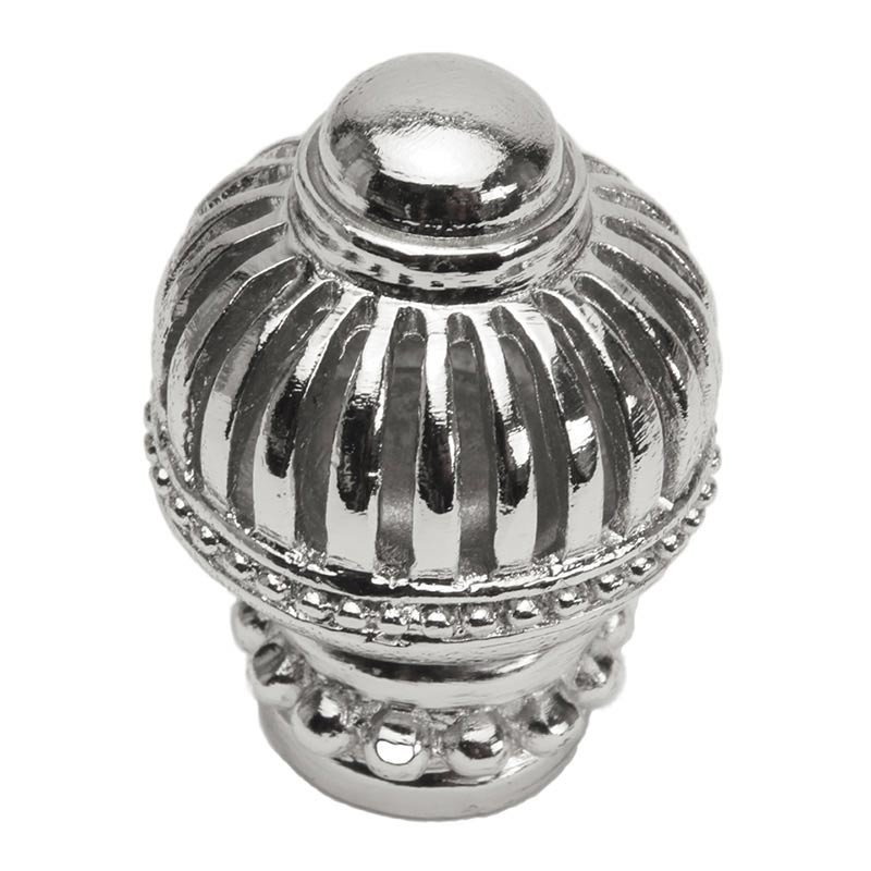 Carpe Diem Round Large Knob with Beaded Bottom in Platinum