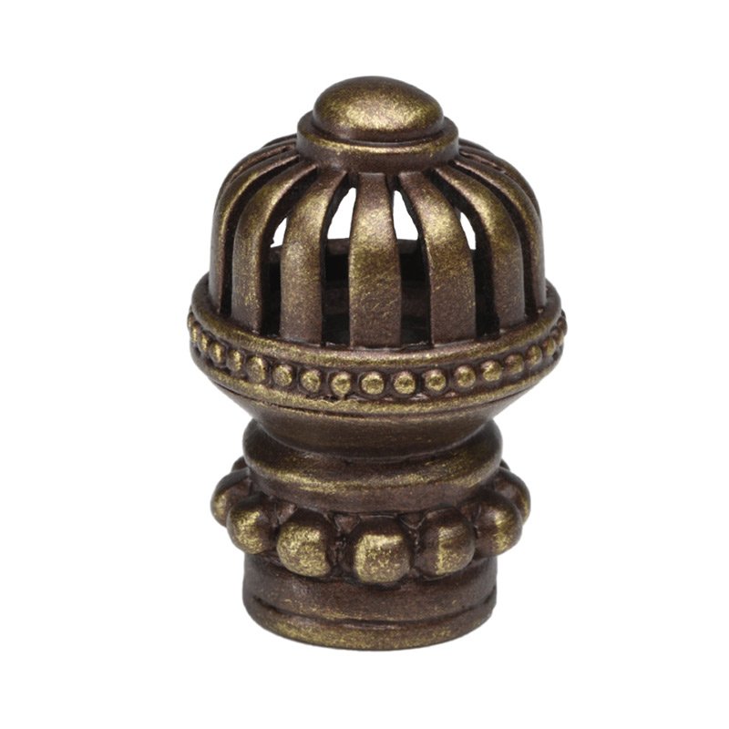 Carpe Diem Round Medium Knob with Beaded Bottom in Antique Brass