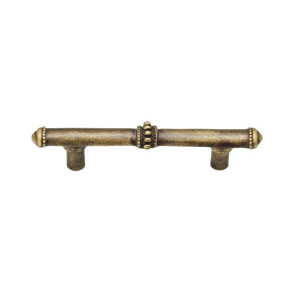 Carpe Diem Pull with Beaded Treatment on Center and Ends in Antique Brass