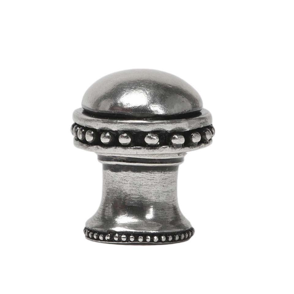 Carpe Diem Large Round Knob with Beaded Rim in Platinum