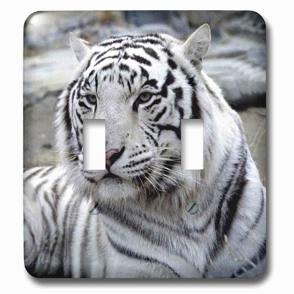 Jazzy Wallplates Double Toggle Wallplate With White Tiger