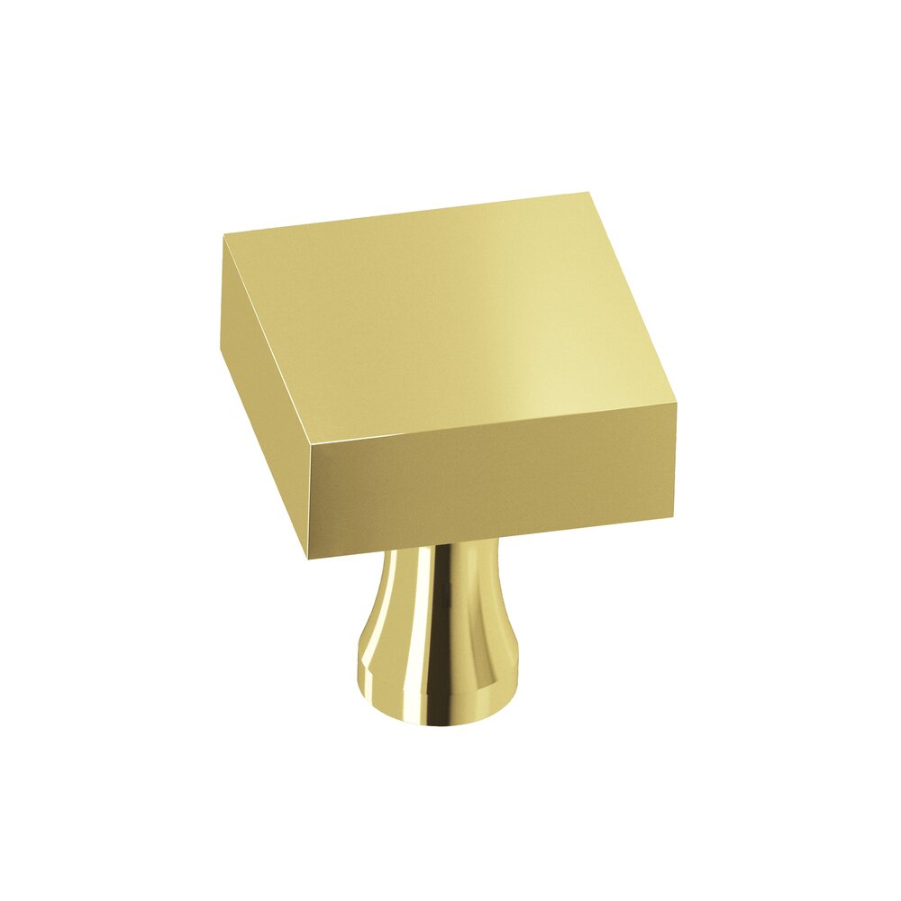 Colonial Bronze 1" Square Knob In Polished Brass