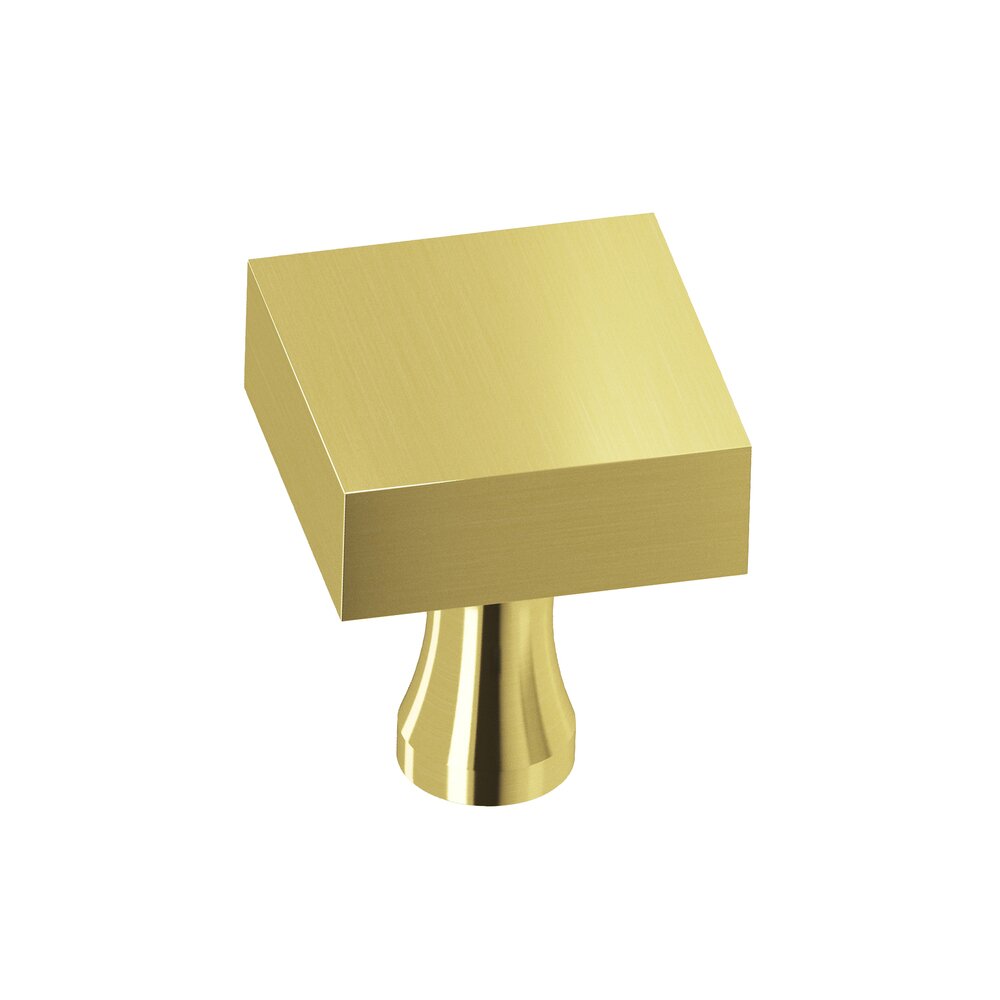 Colonial Bronze 1" Square Knob In Polished Brass Unlacquered