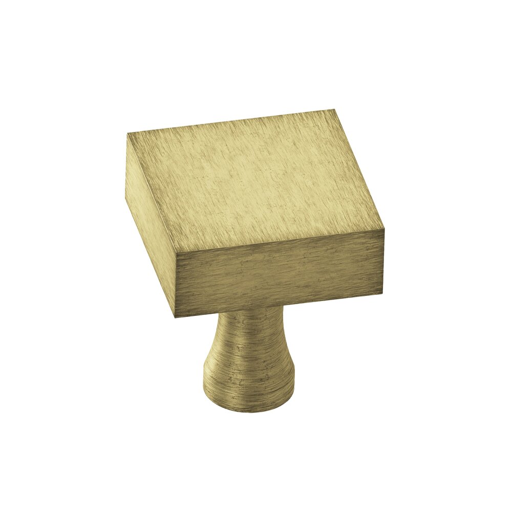 Colonial Bronze 1" Square Knob In Distressed Antique Brass