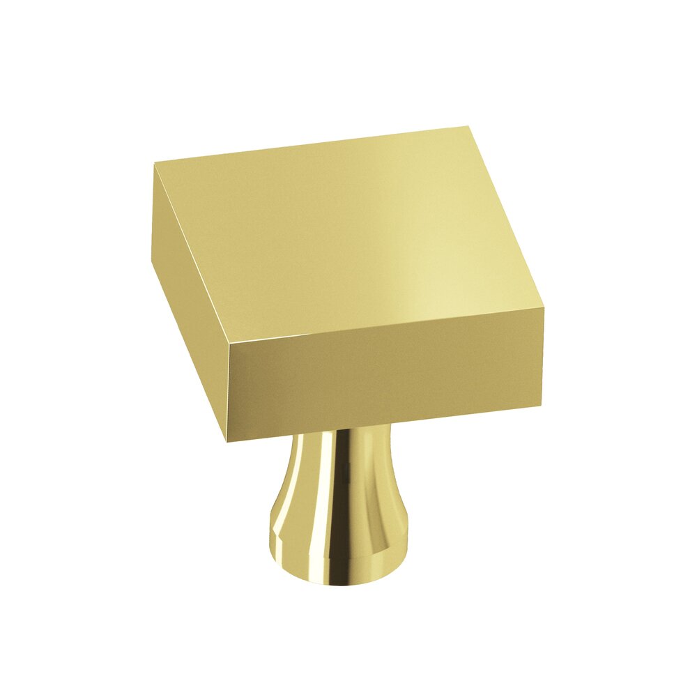 Colonial Bronze 1 1/4" Square Knob In Polished Brass