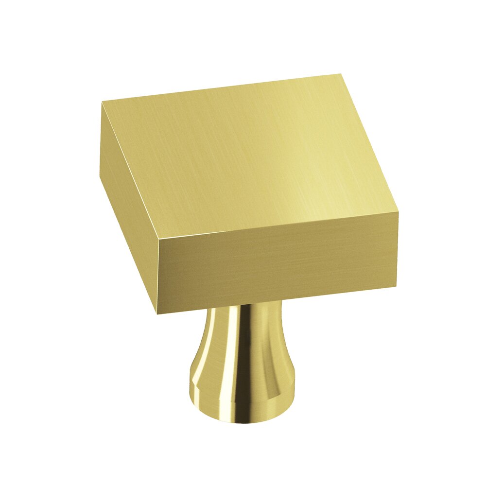 Colonial Bronze 1 1/2" Square Knob In Polished Brass Unlacquered