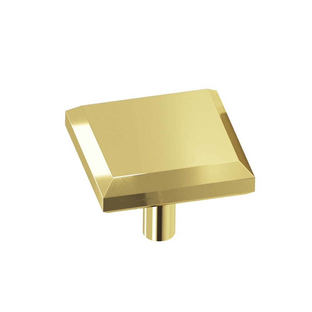 Colonial Bronze 1 1/4" Square Beveled Knob In Polished Brass