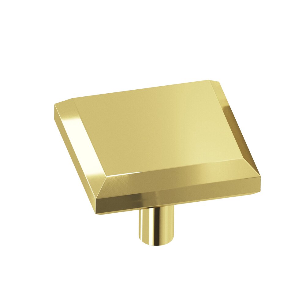 Colonial Bronze 1 1/2" Square Beveled Knob In Polished Brass