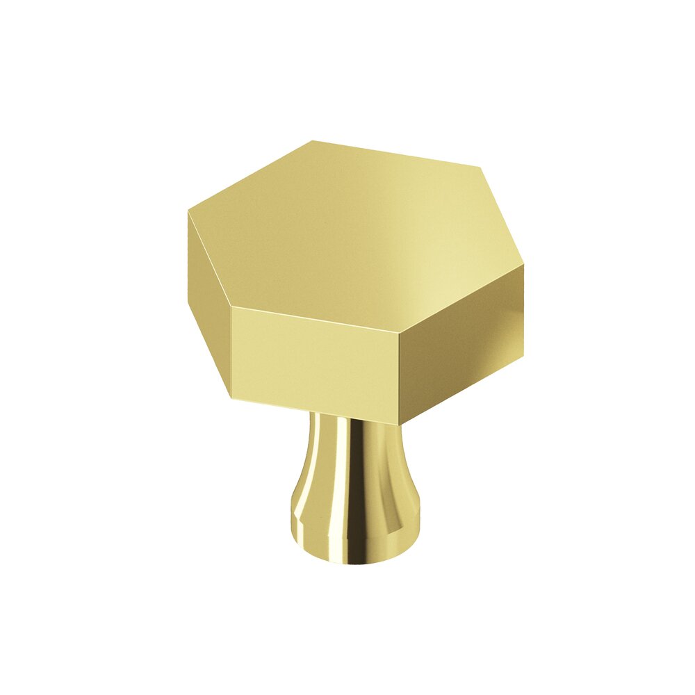 Colonial Bronze 1" Hex Knob In Polished Brass
