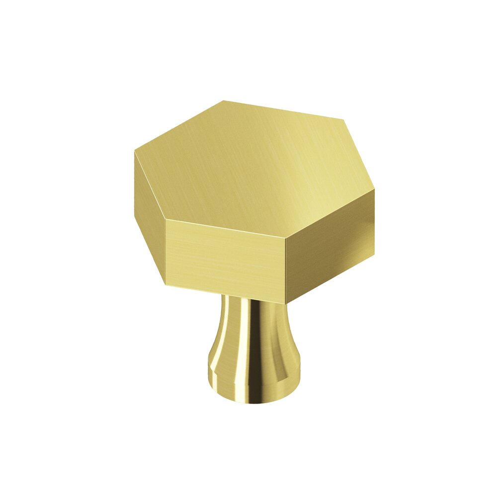 Colonial Bronze 1" Hex Knob In Polished Brass Unlacquered