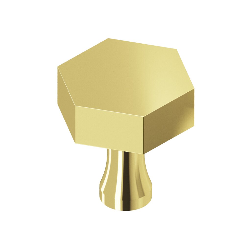 Colonial Bronze 1 1/2" Hex Knob In Polished Brass