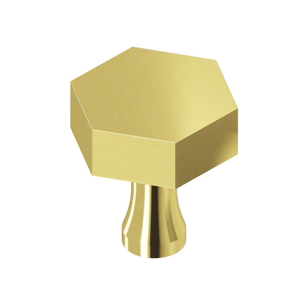 Colonial Bronze 1 1/2" Hex Knob In Polished Brass Unlacquered