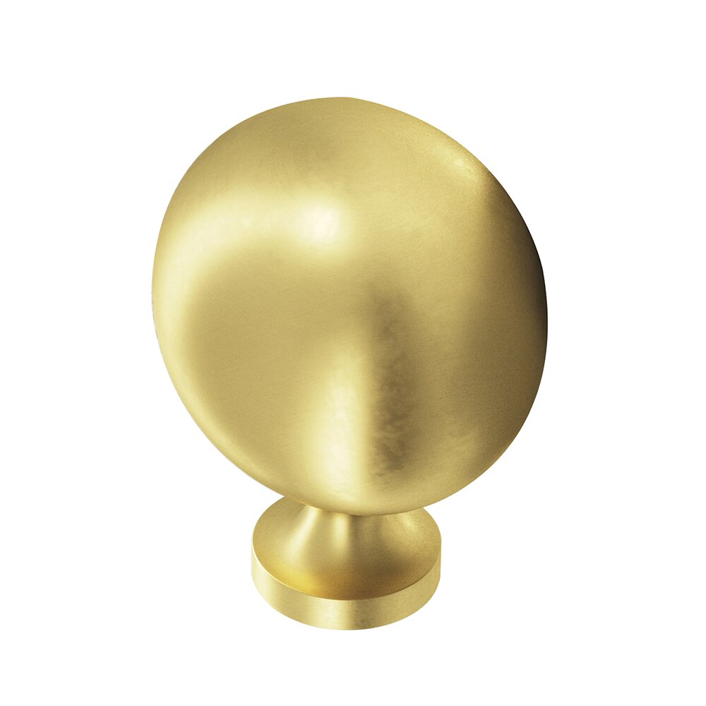 Colonial Bronze 1 1/2" Long Oval Knob in Matte Satin Brass