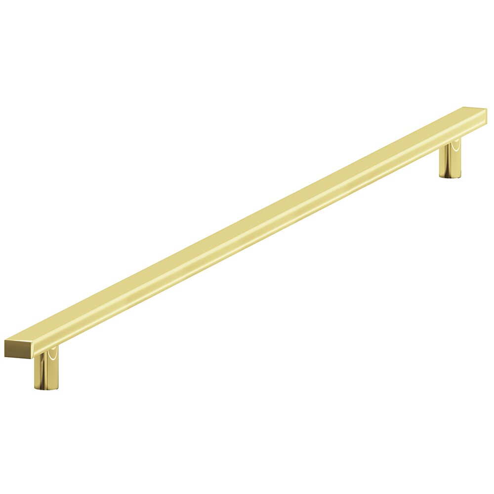 Colonial Bronze 12" Centers Rectangular Thru Bolt Pull in Polished brass