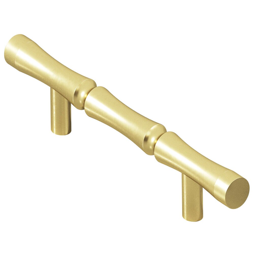 Colonial Bronze 3" Centers Bamboo Pull in Matte Satin Brass
