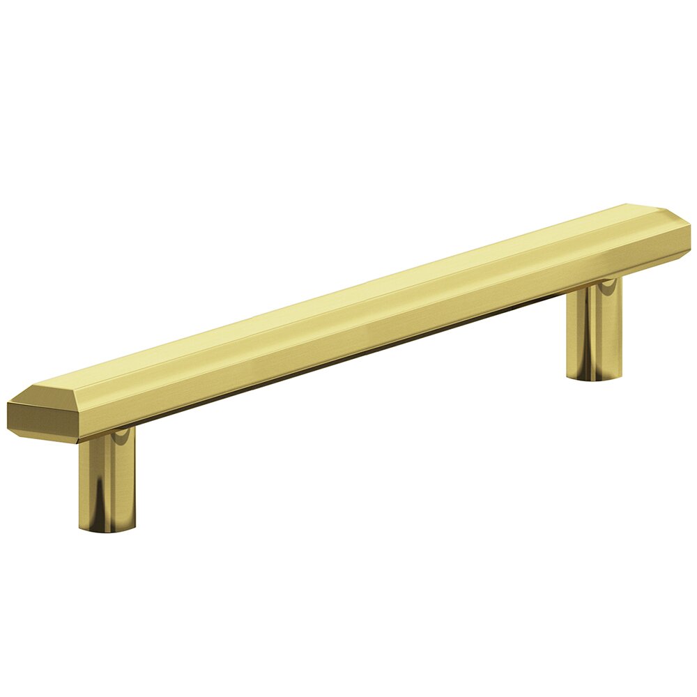 Colonial Bronze 6" Centers Beveled Pull in Polished Brass Unlacquered