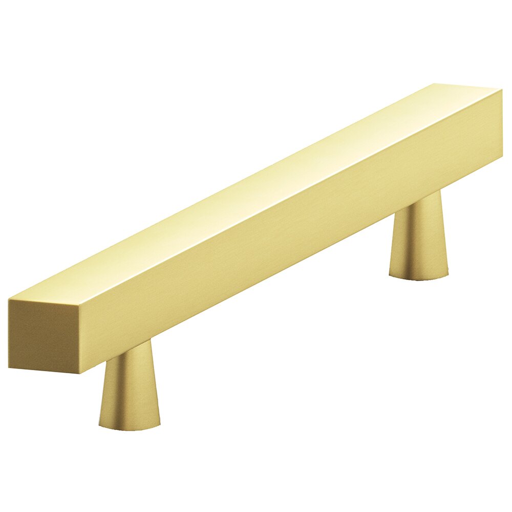 Colonial Bronze 3 1/2" Centers Square Bar Pull in Matte Satin Brass