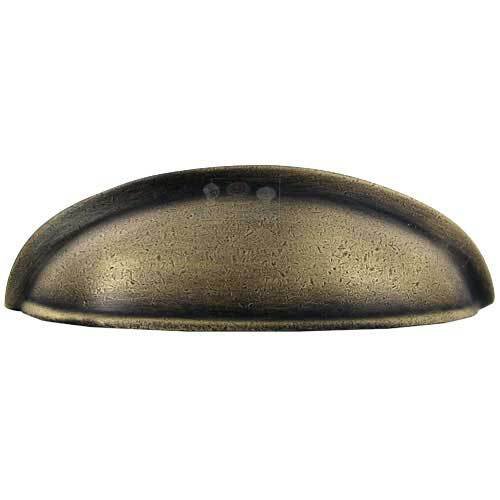 Colonial Bronze 3" Centers Oval Cup Pull in Distressed Antique Brass