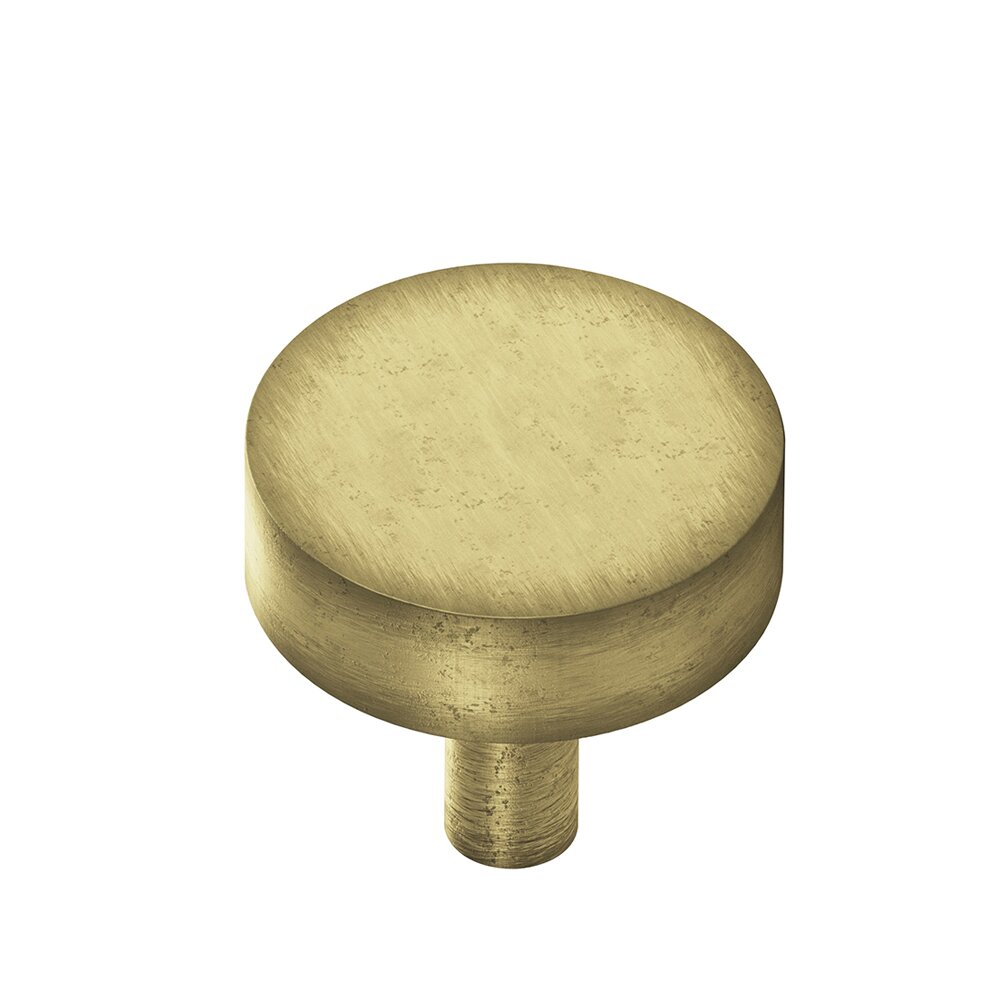 Colonial Bronze 1" Diameter Round Knob/Shank In Distressed Antique Brass