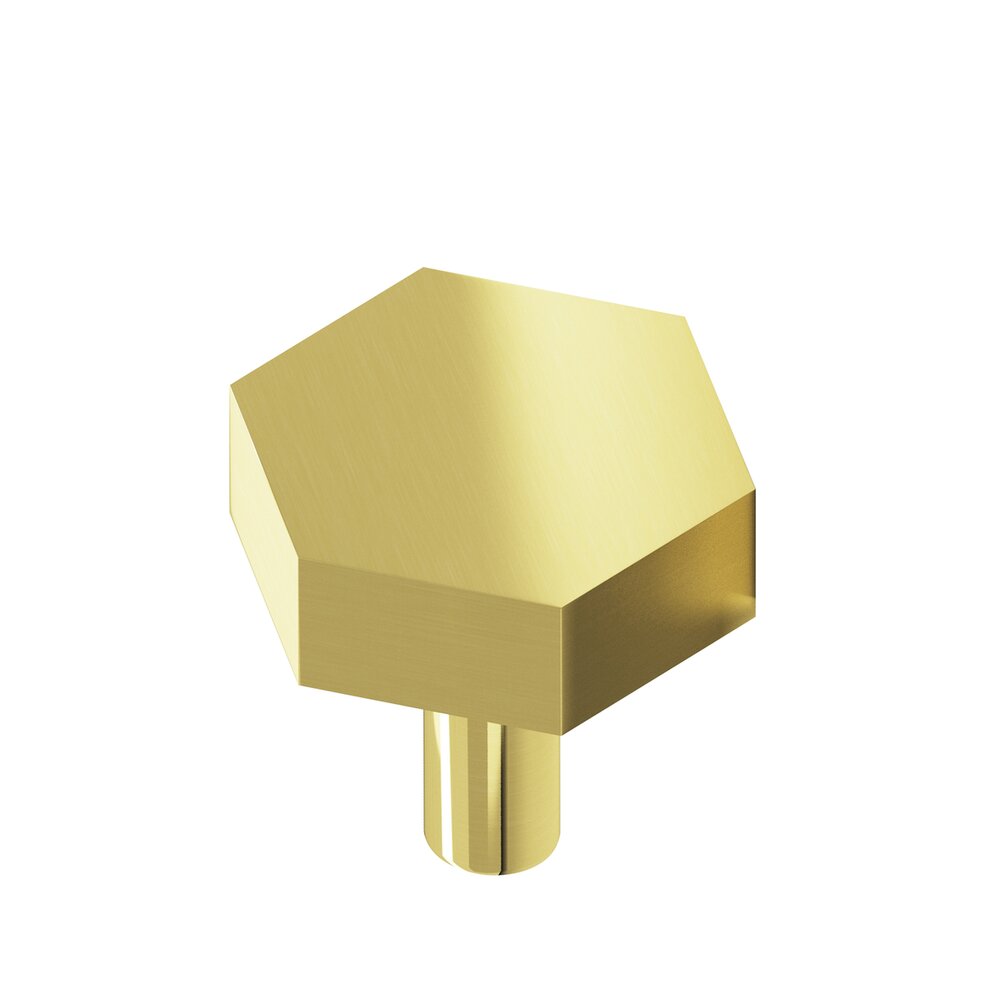 Colonial Bronze 1" Diameter Hexagon Knob/Straight Shank In Polished Brass Unlacquered