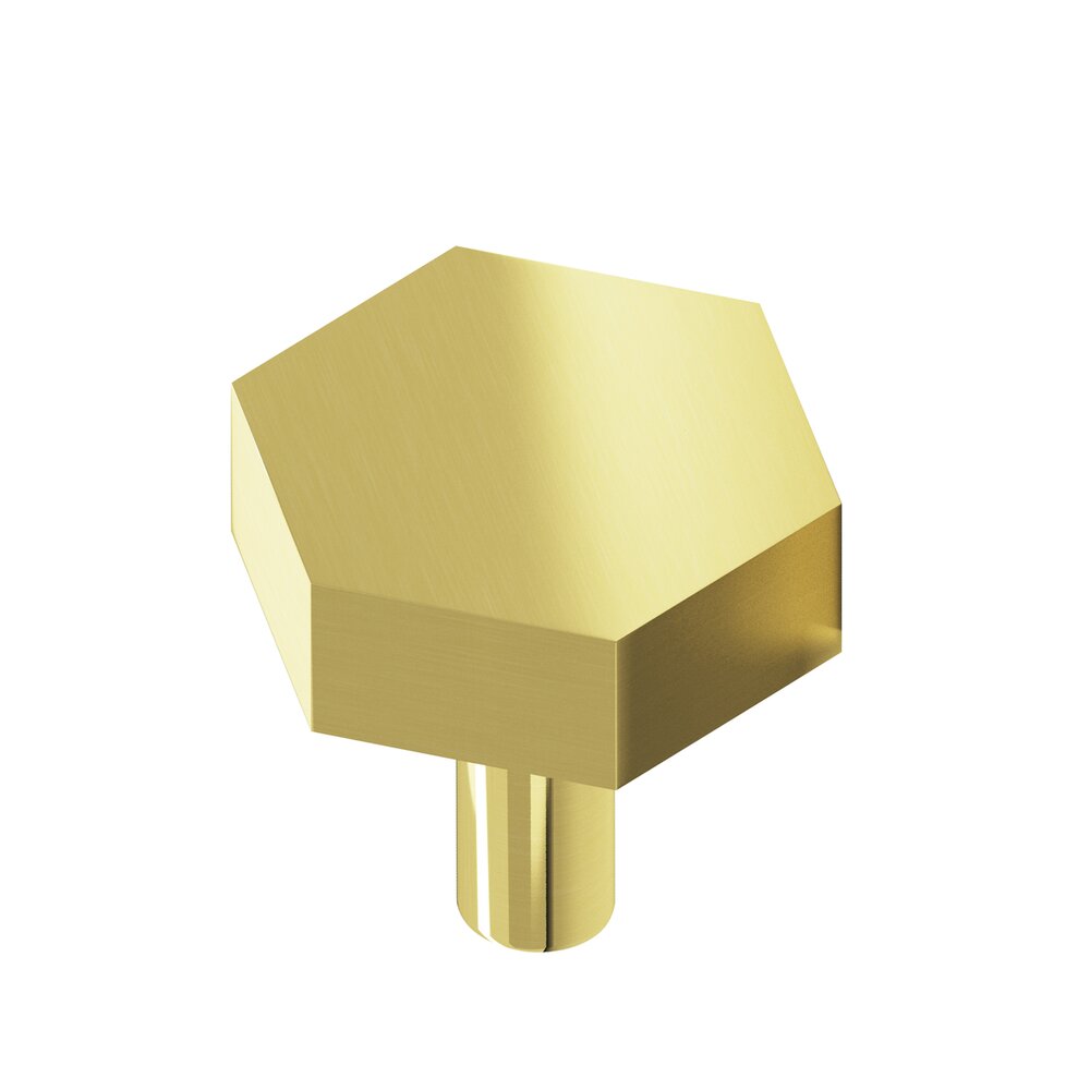 Colonial Bronze 1 1/4" Diameter Hexagon Knob/Straight Shank In Polished Brass Unlacquered