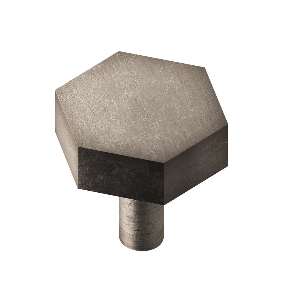 Colonial Bronze 1 1/2" Diameter Hexagon Knob/Straight Shank In Distressed Pewter