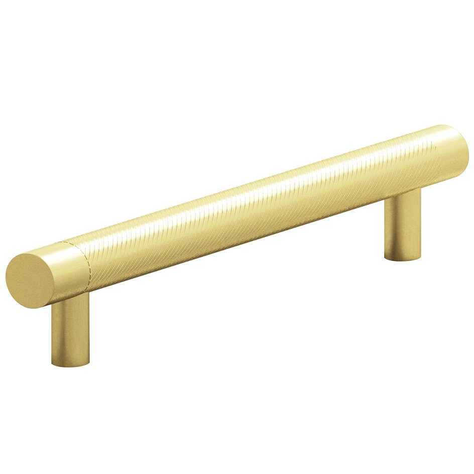 Colonial Bronze 6" Centers Single Knurl Bands Pull in Matte Satin Brass