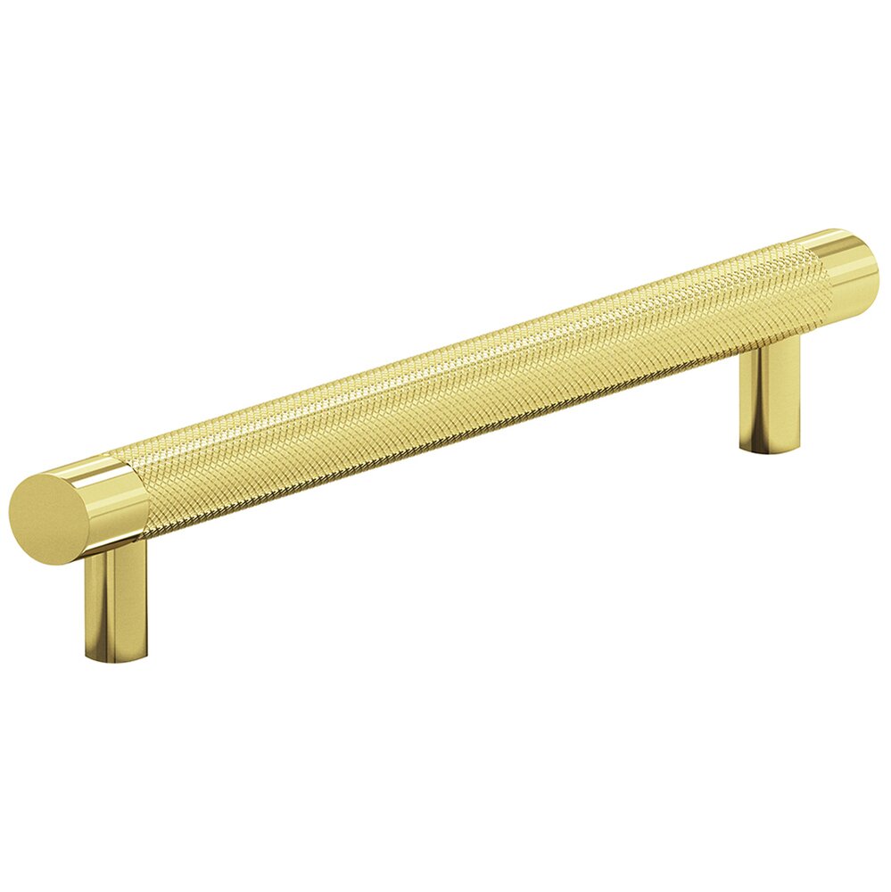 Colonial Bronze 8" Centers Diamond Knurl Pull in Polished Brass Unlacquered
