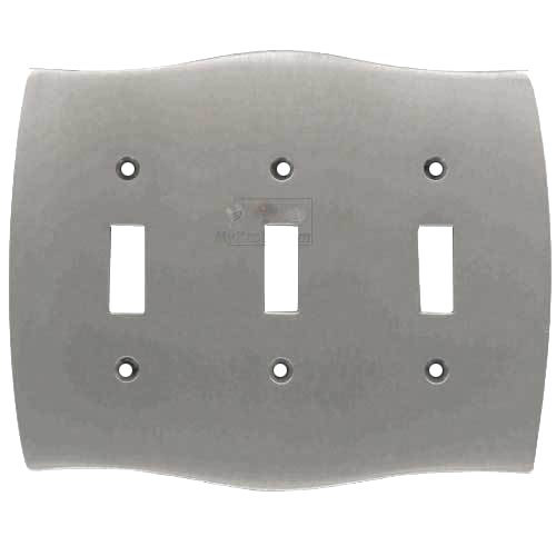 Colonial Bronze Triple Toggle Colonial Switchplate in Satin Nickel