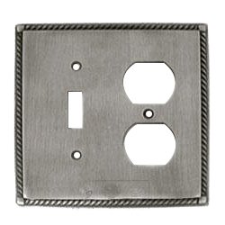Colonial Bronze Arlington Combo Toggle/Duplex Outlet Switchplate in Pewter
