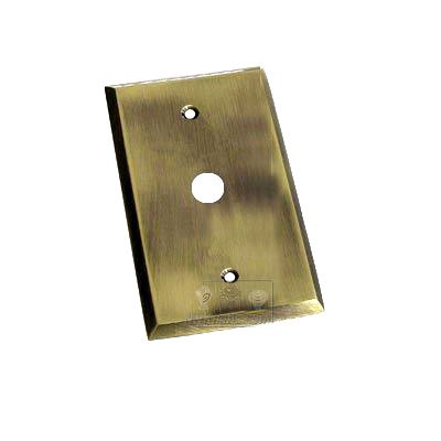 Colonial Bronze Square Bevel Cable Jack Switchplate in Antique Brass