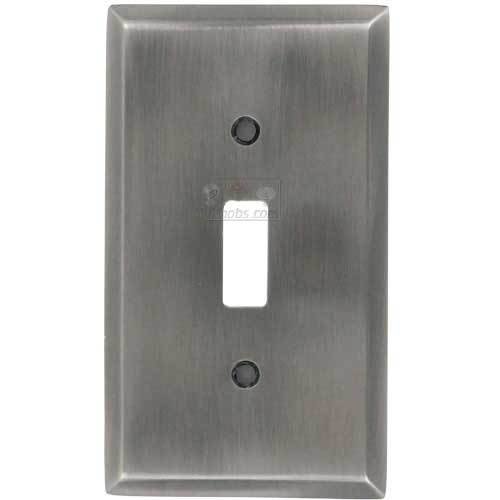 Colonial Bronze Square Bevel Single Toggle Switchplate in Pewter