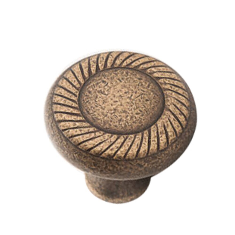 Colonial Bronze 1 1/2" Rope Knob In Distressed Antique Brass