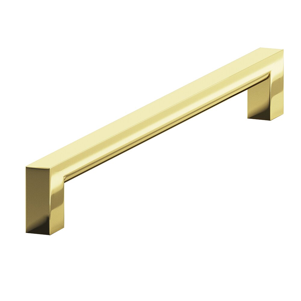 Colonial Bronze 6" Centers Rectangular Pull in Polished Brass