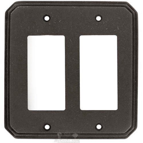 Colonial Bronze Deco Double GFI / Rocker Switchplate in Distressed Oil Rubbed Bronze