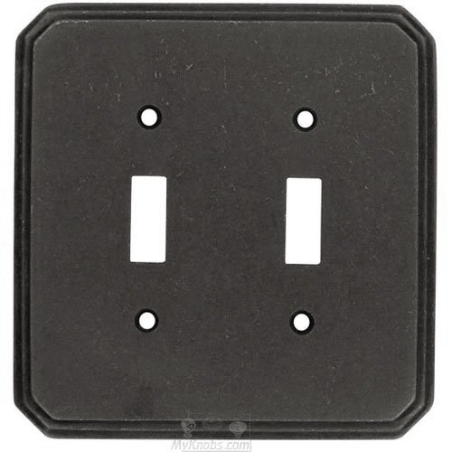 Colonial Bronze Deco Double Toggle Switchplate in Distressed Oil Rubbed Bronze