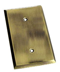Colonial Bronze Square Bevel Single Blank Switchplate in Antique Brass