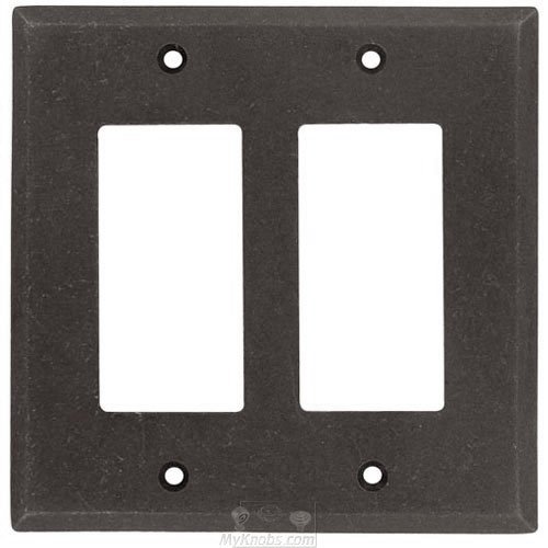 Colonial Bronze Square Bevel Double GFI / Rocker Switchplate in Distressed Oil Rubbed Bronze