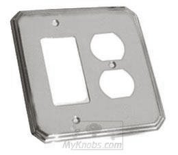 Colonial Bronze Deco Combo GFI /Duplex Outlet Switchplate in Polished Chrome