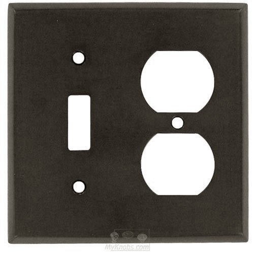 Colonial Bronze Square Bevel Combo Toggle/ Duplex Outlet Switchplate in Oil Rubbed Bronze