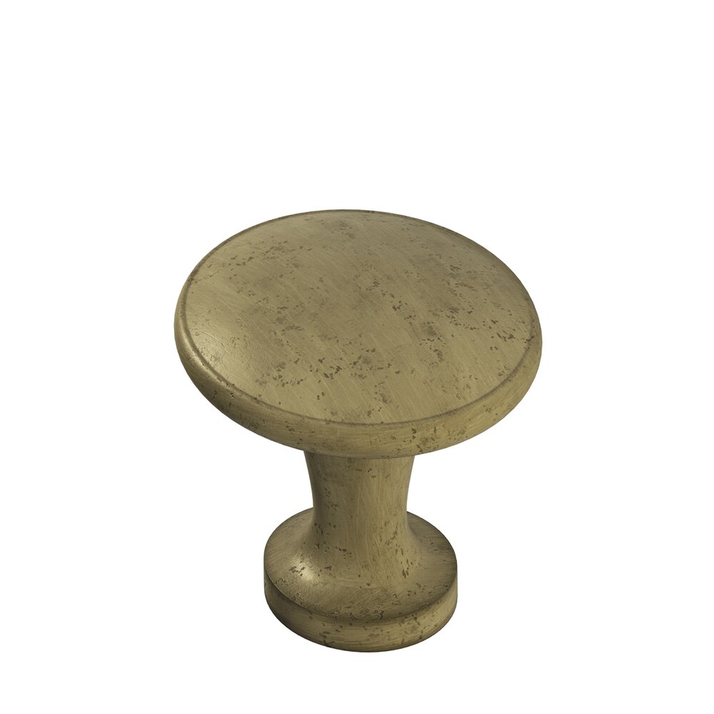 Colonial Bronze Knob 1 1/16" in Distressed Antique Brass