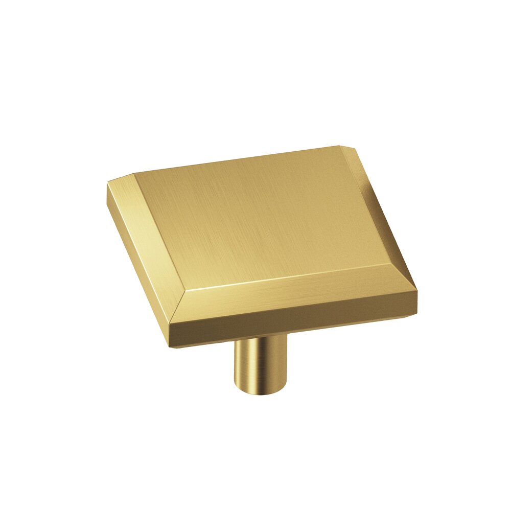 Colonial Bronze 1 1/4" Square Beveled Knob in Unlacquered Satin Brass