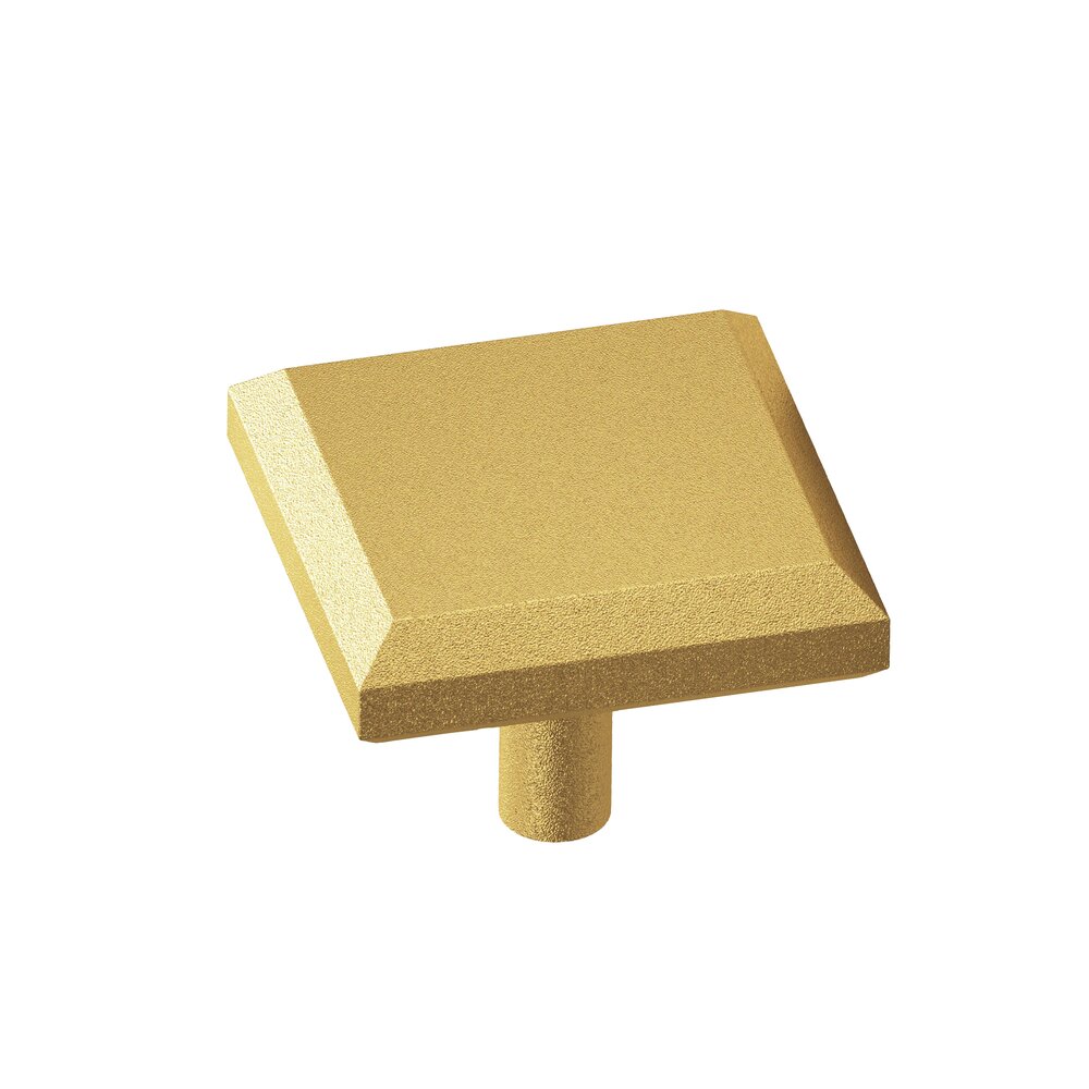 Colonial Bronze 1 1/4" Square Beveled Knob in Frost Brass