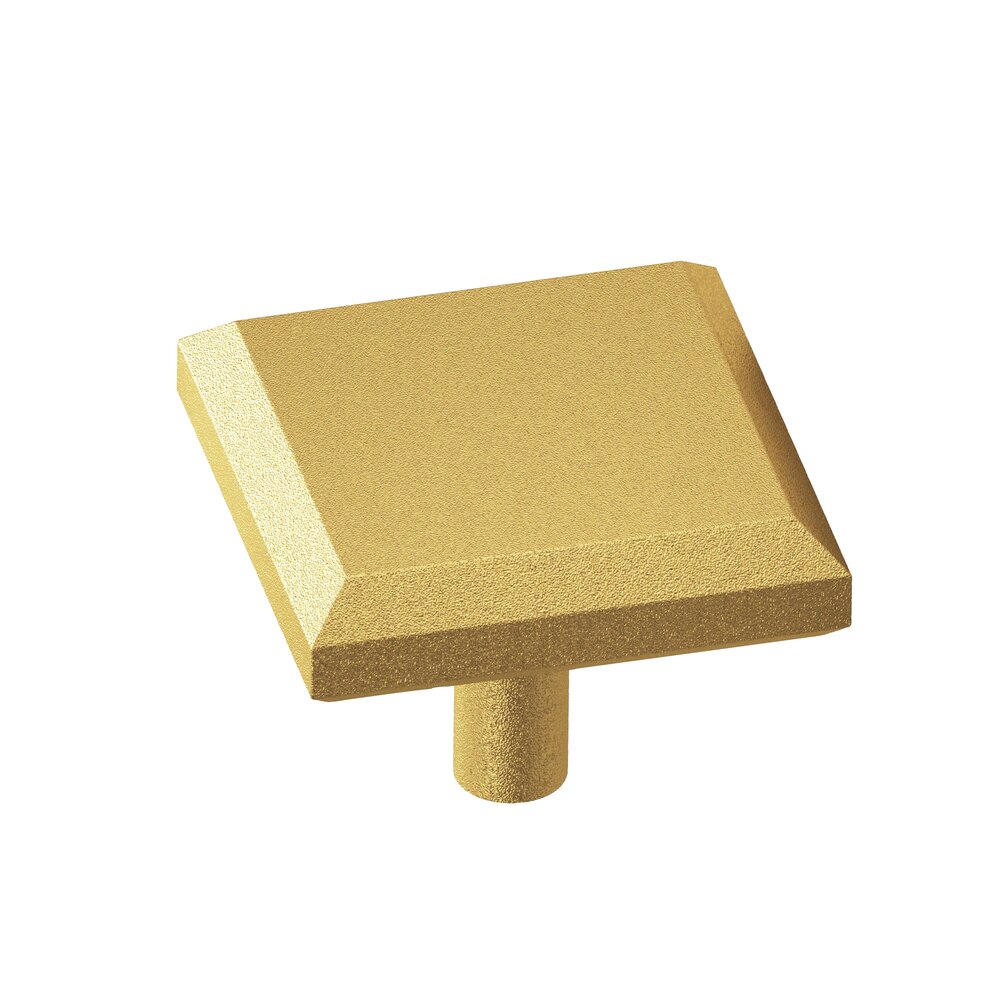Colonial Bronze 1 1/2" Square Beveled Knob in Frost Brass