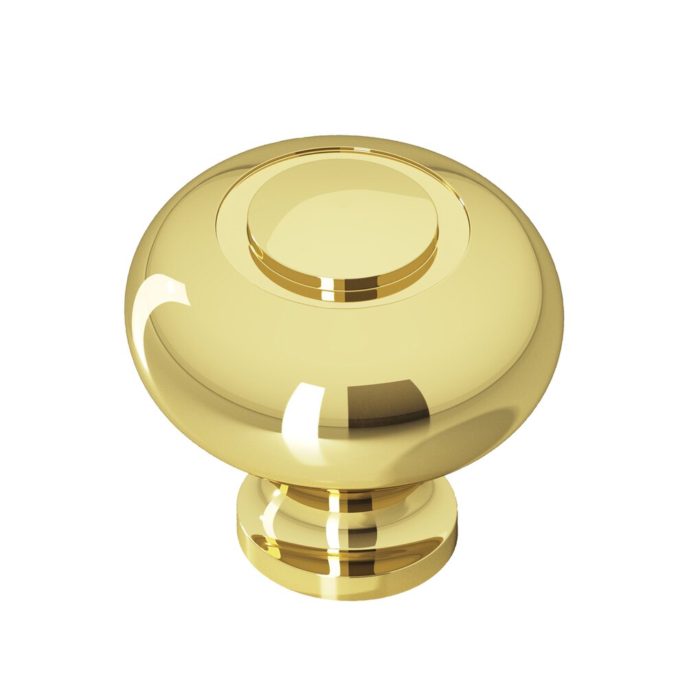 Colonial Bronze 1 1/2" Knob In Polished Brass