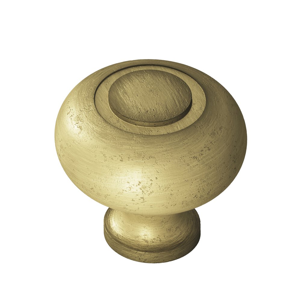 Colonial Bronze Knob 1 1/2" in Distressed Antique Brass